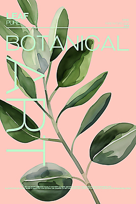 PSD 편집이미지 포스터 분홍색 잎 수채화 사람없음 초록색 보테니컬아트 이미지편집 식물 컬러 파일형식