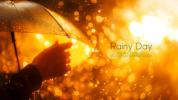 PSD 편집이미지 손 우산 신체부위 여름 주황색 분위기 빗방울 보케 장마 이미지편집 계절 컬러 컨셉 사람 비_날씨 파일형식