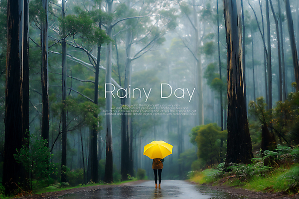 PSD 나무 편집이미지 우산 한명 서기 사람 성인 여름 산책로 안개 분위기 숲 보케 장마 성인한명만 이미지편집 식물 1 계절 길 컨셉 모션 날씨 비_날씨 성인만 파일형식