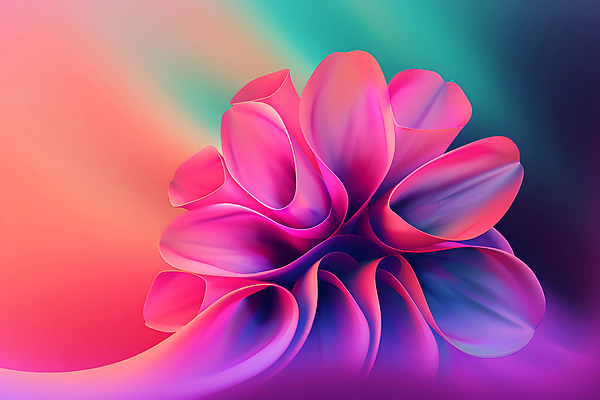 JPG 편집이미지 꽃 예술 분홍색 곡선 추상 사람없음 빛 보라색 화려 조화 색채 디지털아트 환상 편집실사 AI컴퓨터그래픽 AI콘텐츠 식물 선 컬러 컨셉 무늬 CG 파일형식