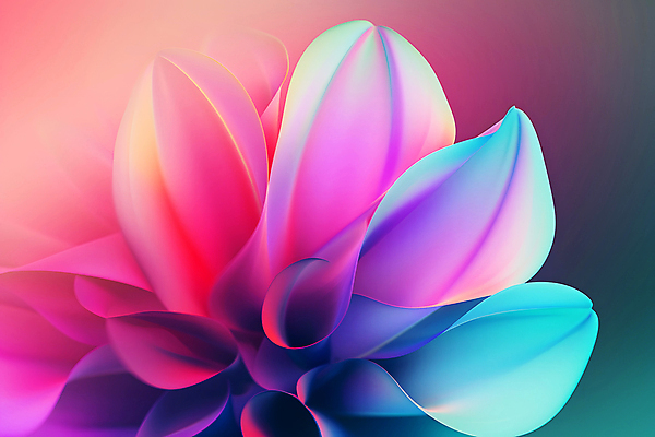 JPG 편집이미지 꽃 예술 분홍색 곡선 추상 사람없음 파란색 빛 보라색 화려 조화 색채 디지털아트 환상 편집실사 AI컴퓨터그래픽 AI콘텐츠 식물 선 컬러 컨셉 무늬 CG 파일형식