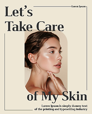 템플릿 여자 한명 상반신 성인 옆모습 화장 알림 피부 심플 스킨케어 베이지색 의료성형뷰티 성인여자한명만 이미지템플릿 AI파일 1 뷰포인트 컬러 사람 신체부위 뷰티 여자한명만 성인여자만 파일형식 벡터