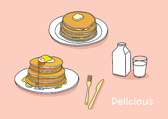 음식 포크 일러스트 디저트 사람없음 우유 나이프 우유병 팬케이크 국내일러스트 AI파일 식기 병_용기 유제품 케이크 칼 파일형식 벡터