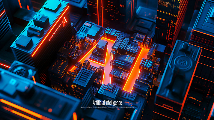 PSD 편집이미지 빌딩 사람없음 건물 빛 주황색 어둠 사이버 반도체 AI_인공지능 이미지편집 건축물 컬러 파일형식