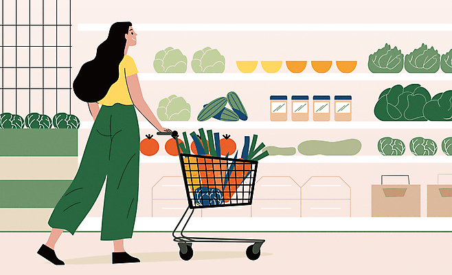 전신 라이프스타일 여자 토마토 일러스트 한명 성인 생활 초록색 쇼핑 장보기 쇼핑카 당근 시세 상품 양배추 슈퍼마켓 매대 베이지색 성인여자한명만 국내일러스트 AI파일 1 컬러 채소 뿌리채소 사람 금융 상점 카트 여자한명만 성인여자만 파일형식 벡터