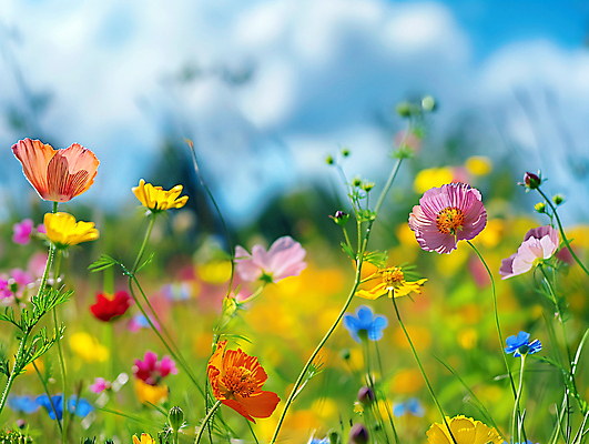 JPG 편집 편집이미지 꽃 백그라운드 풍경 초원 사람없음 아웃포커스 들꽃 합성 편집실사 AI포토 AI콘텐츠 식물 촬영기법 CG 파일형식