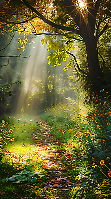 JPG 나무 편집 편집이미지 꽃 백그라운드 풍경 초원 사람없음 햇빛 들꽃 합성 편집실사 AI포토 AI콘텐츠 식물 태양 CG 파일형식