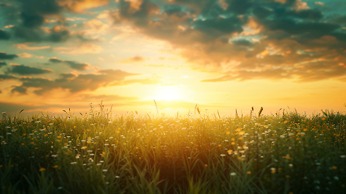 JPG 편집 편집이미지 꽃 백그라운드 풍경 초원 사람없음 노을 들꽃 합성 편집실사 AI포토 AI콘텐츠 자연요소 식물 CG 파일형식