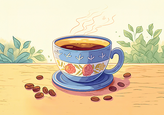 JPG 커피 일러스트 자연 탁자 휴식 나뭇잎 잔 따뜻함 사람없음 원두 가을 커피잔 향기 국내일러스트 AI일러스트 AI콘텐츠 식기 계절 음료 가구 컨셉 잎 생태계 냄새 파일형식