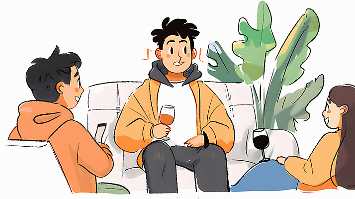 JPG 서양인 여자 남자 음료 의자 일러스트 휴식 잔 실내 대화 웃음 들기 앉기 동양인 성인 세명 친구 소파 편안함 관엽식물 성인만 국내일러스트 AI일러스트 AI콘텐츠 외국인 식물 식기 가구 컨셉 관계 모션 표정 말하기 사람 인종 내부 감각 파일형식