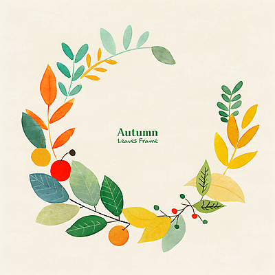 PSD 열매 일러스트 자연 나뭇잎 수채화 프레임 사람없음 가을 테두리 원형프레임 국내일러스트 식물 계절 잎 원형 생태계 파일형식