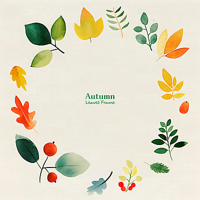 PSD 열매 일러스트 자연 나뭇잎 수채화 프레임 사람없음 가을 테두리 원형프레임 국내일러스트 식물 계절 잎 원형 생태계 파일형식