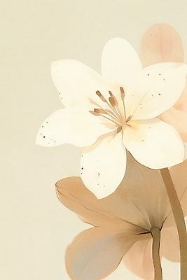 JPG 꽃잎 일러스트 자연 사람없음 백합 감성 베이지색 국내일러스트 AI일러스트 AI콘텐츠 꽃 컬러 컨셉 생태계 파일형식