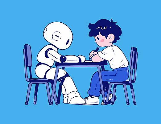 학생 교육 남자 어린이 일러스트 미래 한명 소년 파란색 디지털 도움 스마트 로봇 책상 도우미 소년한명만 AI_인공지능 국내일러스트 AI파일 1 컬러 가구 컨셉 사람 남자한명만 소년만 파일형식 벡터