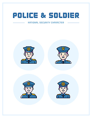 캐릭터 남자 하늘색 일러스트 여러명 성인 경찰 경찰복 공무원 엘리먼트 성인남자만 일러캐릭터 AI파일 직업 다수 유니폼 사람 파란색 남자만 성인만 파일형식 벡터
