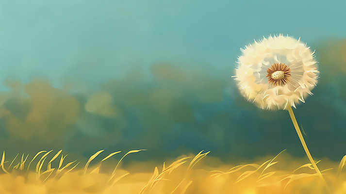 JPG 구름 일러스트 자연 하늘 바람 풍경 초원 사람없음 초록색 여름 평화 민들레 민들레홀씨 국내일러스트 AI일러스트 AI콘텐츠 자연요소 계절 꽃 컬러 컨셉 날씨 생태계 파일형식