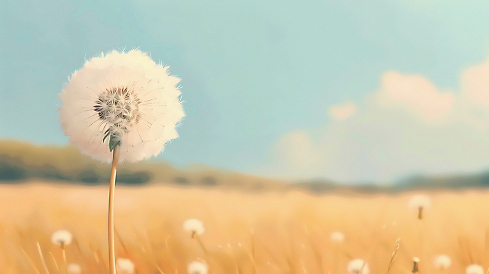 JPG 구름 일러스트 자연 하늘 바람 풍경 초원 사람없음 여름 노란색 평화 민들레 민들레홀씨 국내일러스트 AI일러스트 AI콘텐츠 자연요소 계절 꽃 컬러 컨셉 날씨 생태계 파일형식