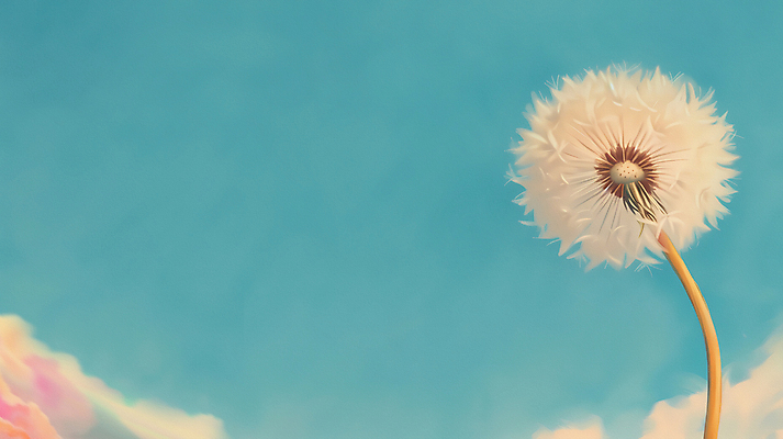 JPG 구름 하늘색 일러스트 자연 하늘 바람 풍경 사람없음 여름 평화 민들레 민들레홀씨 국내일러스트 AI일러스트 AI콘텐츠 자연요소 계절 꽃 컨셉 날씨 파란색 생태계 파일형식