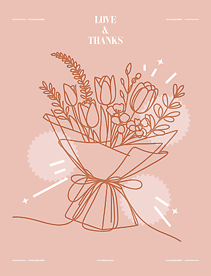 포스터 리본 분홍색 부케 라인일러스트 일러스트 선물 사랑 사람없음 튤립 축하 라인아트 그림 감사 드로잉 국내일러스트 AI파일 꽃 감정 선 컬러 꽃다발 컨셉 미술 파일형식 벡터