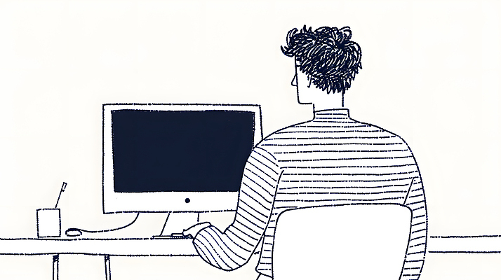 JPG 디자인 남자 일러스트 한명 성인 모니터 흰색 업무 작업 디자이너 책상 재택근무 프리랜서 성인남자한명만 국내일러스트 AI일러스트 AI콘텐츠 직업 1 컬러 가구 비즈니스 사람 컴퓨터 남자한명만 성인남자만 파일형식