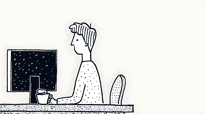 JPG 디자인 남자 일러스트 한명 성인 모니터 흰색 업무 작업 디자이너 책상 재택근무 프리랜서 성인남자한명만 국내일러스트 AI일러스트 AI콘텐츠 직업 1 컬러 가구 비즈니스 사람 컴퓨터 남자한명만 성인남자만 파일형식