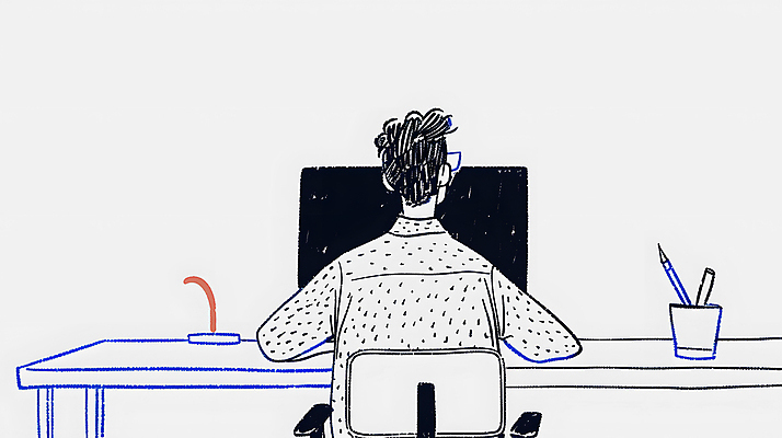 JPG 디자인 남자 일러스트 한명 성인 파란색 모니터 업무 작업 디자이너 책상 재택근무 프리랜서 성인남자한명만 국내일러스트 AI일러스트 AI콘텐츠 직업 1 컬러 가구 비즈니스 사람 컴퓨터 남자한명만 성인남자만 파일형식