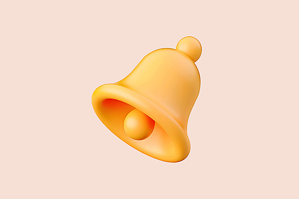 PSD 아이콘 사람없음 3D아이콘 노란색 3D 종 메시지 알림 컬러 디지털합성 파일형식