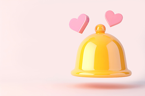 PSD 아이콘 사람없음 3D아이콘 노란색 3D 종 하트 메시지 알림 모양 컬러 디지털합성 파일형식