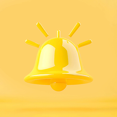 PSD 아이콘 사람없음 3D아이콘 노란색 3D 종 메시지 알림 컬러 디지털합성 파일형식