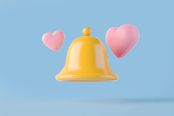 PSD 아이콘 사람없음 파란색 3D아이콘 3D 종 하트 메시지 알림 모양 컬러 디지털합성 파일형식