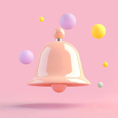 PSD 아이콘 분홍색 사람없음 3D아이콘 3D 종 메시지 알림 컬러 디지털합성 파일형식