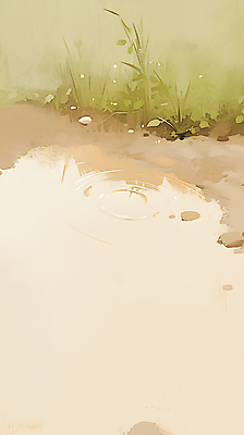 JPG 식물 물결 일러스트 자연 사람없음 물 물방울 웅덩이 베이지색 미니멀 국내일러스트 AI일러스트 AI콘텐츠 자연요소 컬러 생태계 파일형식