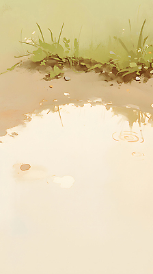 JPG 식물 물결 일러스트 자연 사람없음 물 물방울 웅덩이 베이지색 미니멀 국내일러스트 AI일러스트 AI콘텐츠 자연요소 컬러 생태계 파일형식