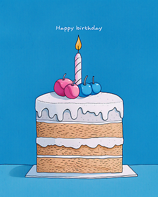 PSD 일러스트 촛불 사람없음 파란색 케이크 축하 체리 생일케이크 해피버스데이 국내일러스트 컬러 컨셉 과일 초 디저트 생일 파일형식