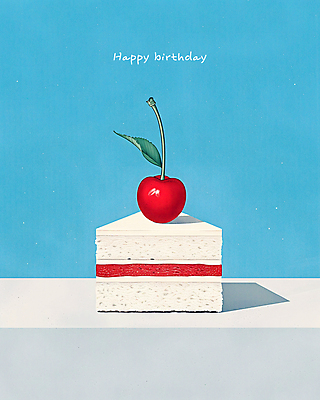 PSD 일러스트 사람없음 파란색 케이크 축하 체리 생일케이크 해피버스데이 국내일러스트 컬러 컨셉 과일 디저트 생일 파일형식