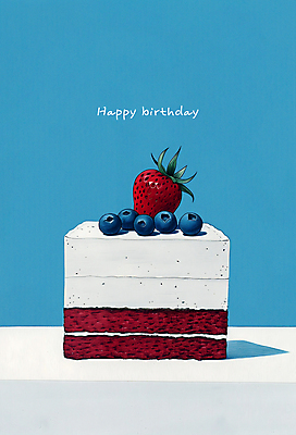 PSD 일러스트 딸기 사람없음 파란색 케이크 축하 생일케이크 블루베리 해피버스데이 국내일러스트 컬러 컨셉 과일 디저트 생일 파일형식