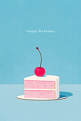 PSD 일러스트 사람없음 파란색 케이크 축하 체리 생일케이크 해피버스데이 국내일러스트 컬러 컨셉 과일 디저트 생일 파일형식