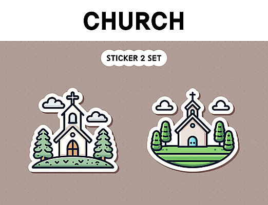 나무 기독교 십자가 스티커 일러스트 사람없음 세트 교회 국내일러스트 AI파일 식물 종교 종교건축 건물 파일형식 벡터