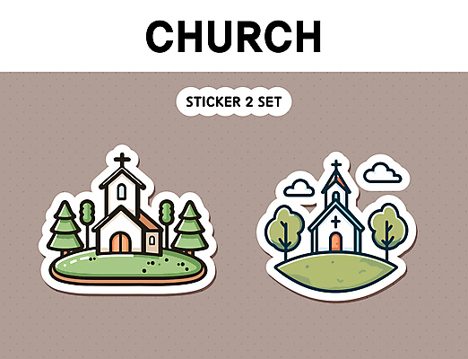 나무 기독교 십자가 스티커 일러스트 사람없음 세트 교회 국내일러스트 AI파일 식물 종교 종교건축 건물 파일형식 벡터
