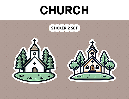 나무 기독교 십자가 스티커 일러스트 사람없음 세트 교회 국내일러스트 AI파일 식물 종교 종교건축 건물 파일형식 벡터