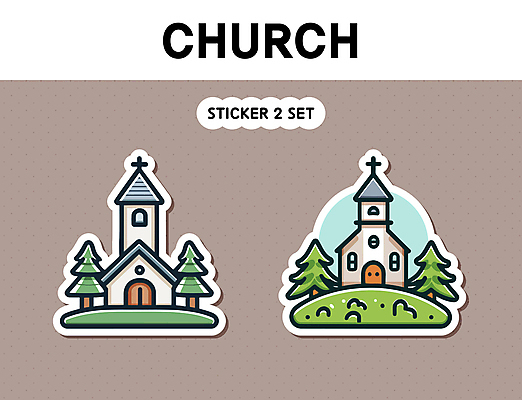 나무 기독교 십자가 스티커 일러스트 사람없음 세트 교회 국내일러스트 AI파일 식물 종교 종교건축 건물 파일형식 벡터