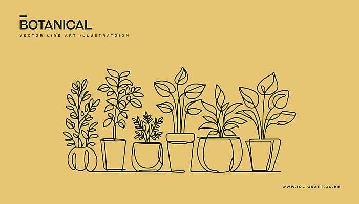 화분 화초 예술 라인일러스트 일러스트 사람없음 인테리어 노란색 분위기 라인아트 원예 국내일러스트 AI파일 식물 디자인 선 컬러 컨셉 취미 파일형식 벡터