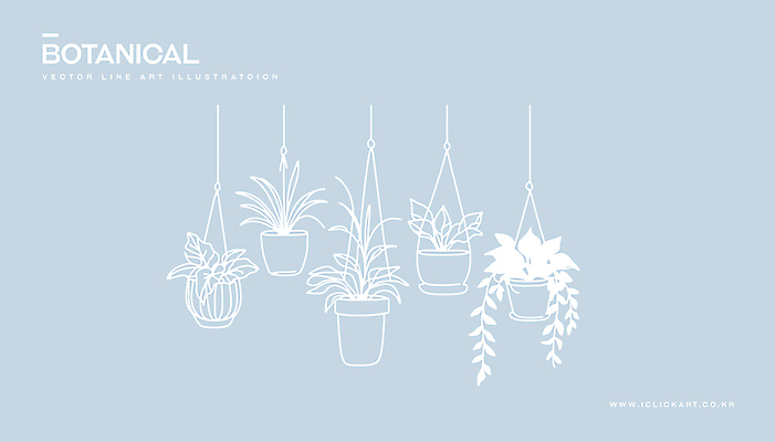 화분 화초 예술 라인일러스트 일러스트 사람없음 파란색 인테리어 분위기 라인아트 원예 행잉플랜트 국내일러스트 AI파일 식물 디자인 선 컬러 컨셉 취미 파일형식 벡터