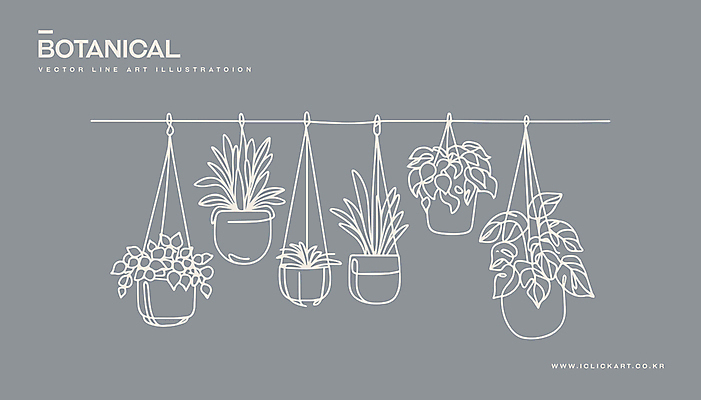 화분 화초 예술 라인일러스트 일러스트 사람없음 인테리어 회색 분위기 라인아트 원예 행잉플랜트 국내일러스트 AI파일 식물 디자인 선 컬러 컨셉 취미 파일형식 벡터