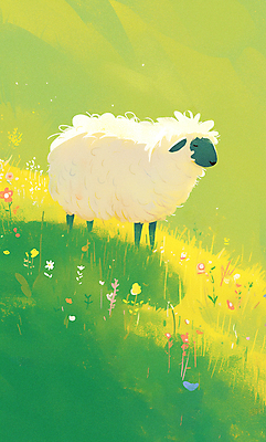 JPG 무료이미지 일러스트 자연 하늘 풍경 사람없음 초록색 평화 목초지 들꽃 양 국내일러스트 AI일러스트 AI콘텐츠 꽃 컬러 컨셉 포유류 목장 생태계 파일형식 초원_자연