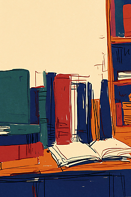 JPG 일러스트 책장 사람없음 컬러풀 독서 가을 분위기 서재 책더미 국내일러스트 AI일러스트 AI콘텐츠 계절 컬러 가구 컨셉 책 무더기 파일형식