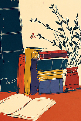 JPG 식물 화분 일러스트 책장 사람없음 컬러풀 독서 가을 분위기 서재 책더미 국내일러스트 AI일러스트 AI콘텐츠 계절 컬러 가구 컨셉 책 무더기 파일형식