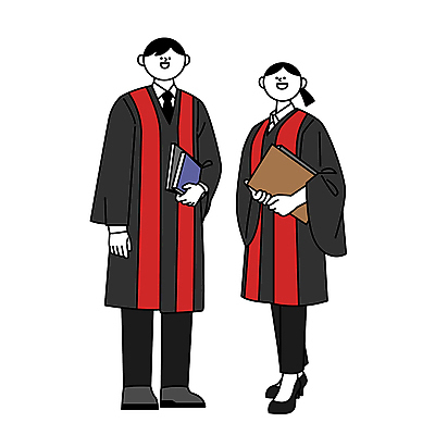 전신 여자 남자 일러스트 들기 성인 두명 판사복 검사_법률가 문서 공무원 성인만 국내일러스트 AI파일 직업 모션 사람 가운 파일형식 벡터