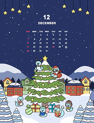 PSD 나무 별 크리스마스 여러마리 일러스트 산 선물 사람없음 건물 파란색 달력 눈 뱀띠 뱀 12월 2025년 을사년 국내일러스트 푸른뱀 푸른뱀캐릭터 자연요소 식물 건축물 기념일 컬러 다수 파충류 날씨 십이지신 날짜 연도 뱀캐릭터 파일형식