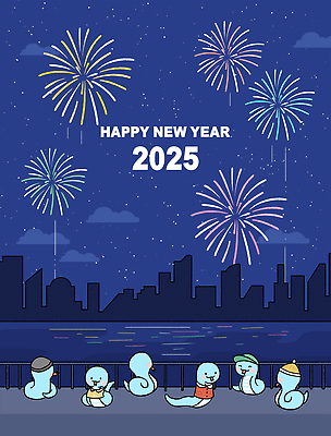 PSD 구름 바다 여러마리 일러스트 난간 불꽃놀이 사람없음 건물 달력 뱀띠 뱀 남색 2025년 을사년 국내일러스트 푸른뱀 푸른뱀캐릭터 자연요소 건축물 컬러 다수 파충류 놀이 십이지신 연도 뱀캐릭터 파일형식
